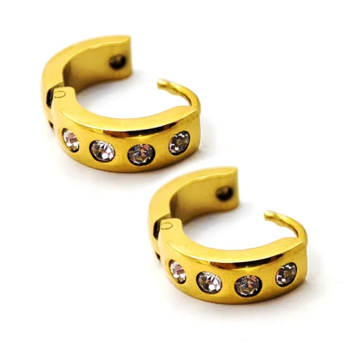 Aretes-Acero-Dorado-Huggies-Lisos-Cuatro-Cristales-1.webp
