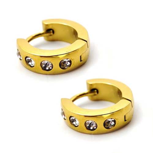 Aretes-Acero-Dorado-Huggies-Lisos-Cuatro-Cristales-3.webp