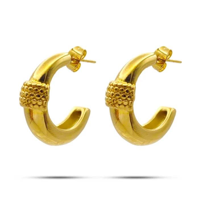 Aretes-Acero-Dorado-Media-Arracada-Chunky-Banda-Textura-1.webp