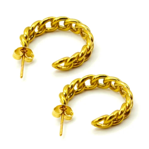 Aretes-Acero-Dorado-Media-Arracada-Eslabones-Cadena-4.webp