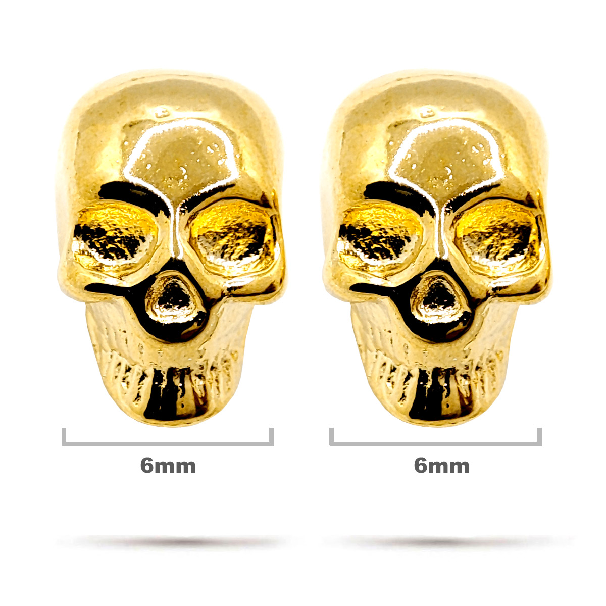 Aretes Acero Dorado Tipo Broquel Craneo Calavera Skull