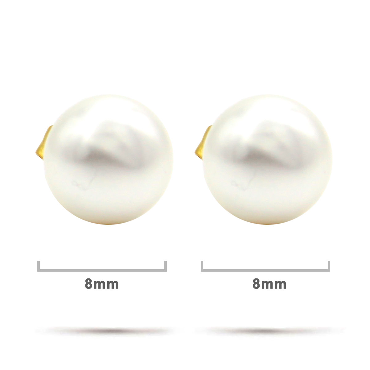 Aretes Acero Dorado Tipo Broquel Imitacion Perla 8mm