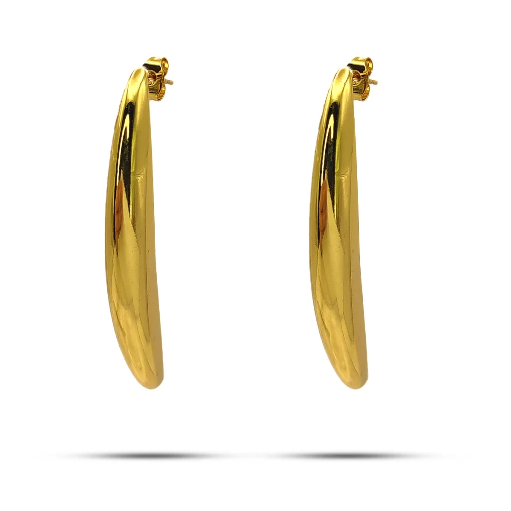 Aretes Acero Inox Dorado Alargados Lisos Fiesta Elegantes 2