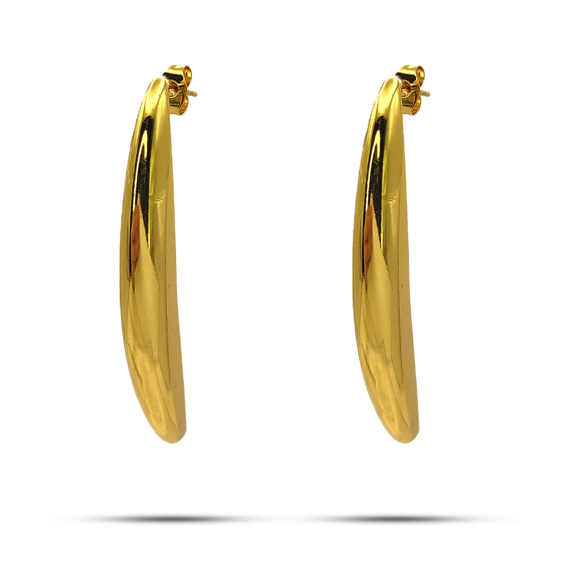 Aretes Acero Inox Dorado Alargados Lisos Fiesta Elegantes 2