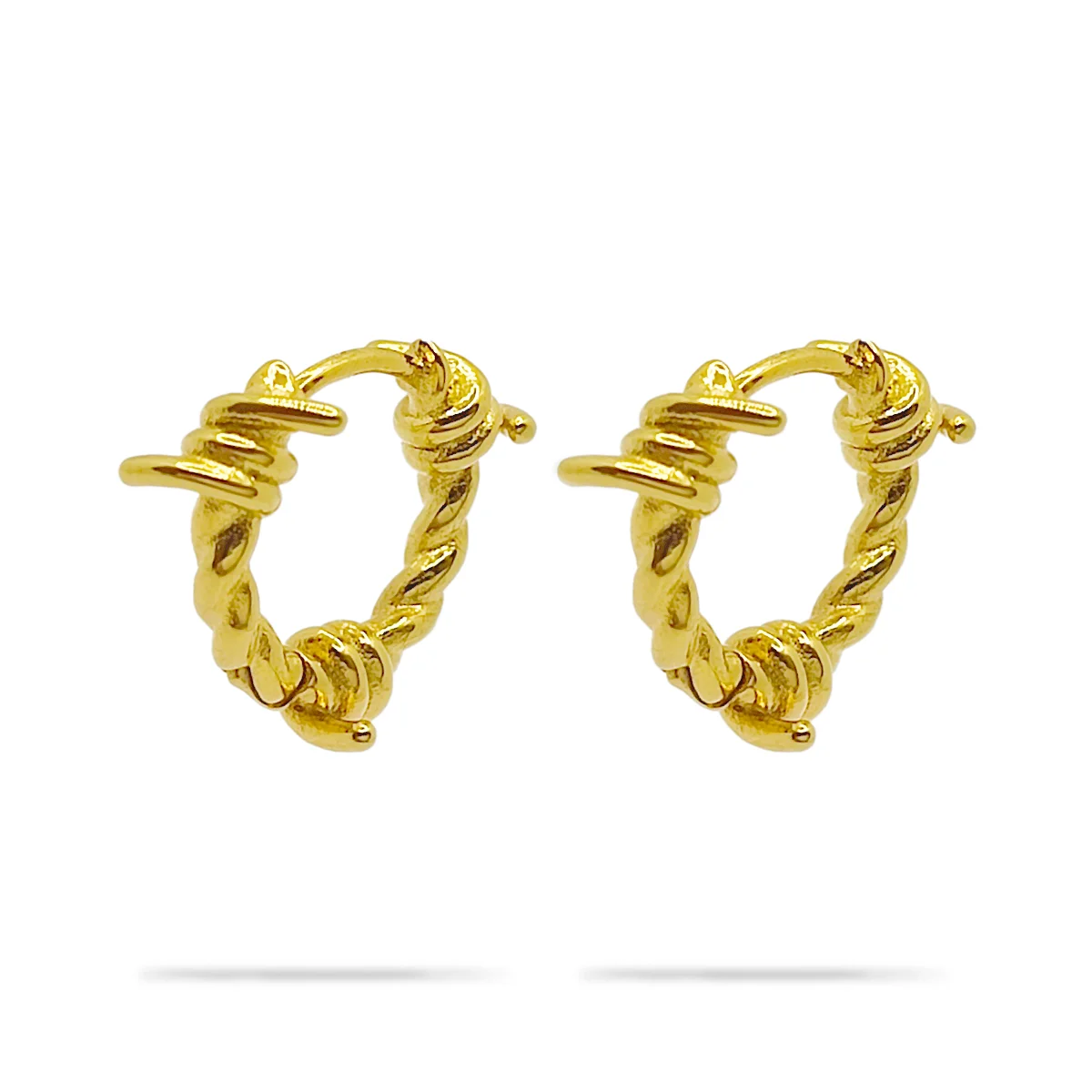 Aretes Acero Inox Dorado Arracadas Nudos Alambre De Puas 1