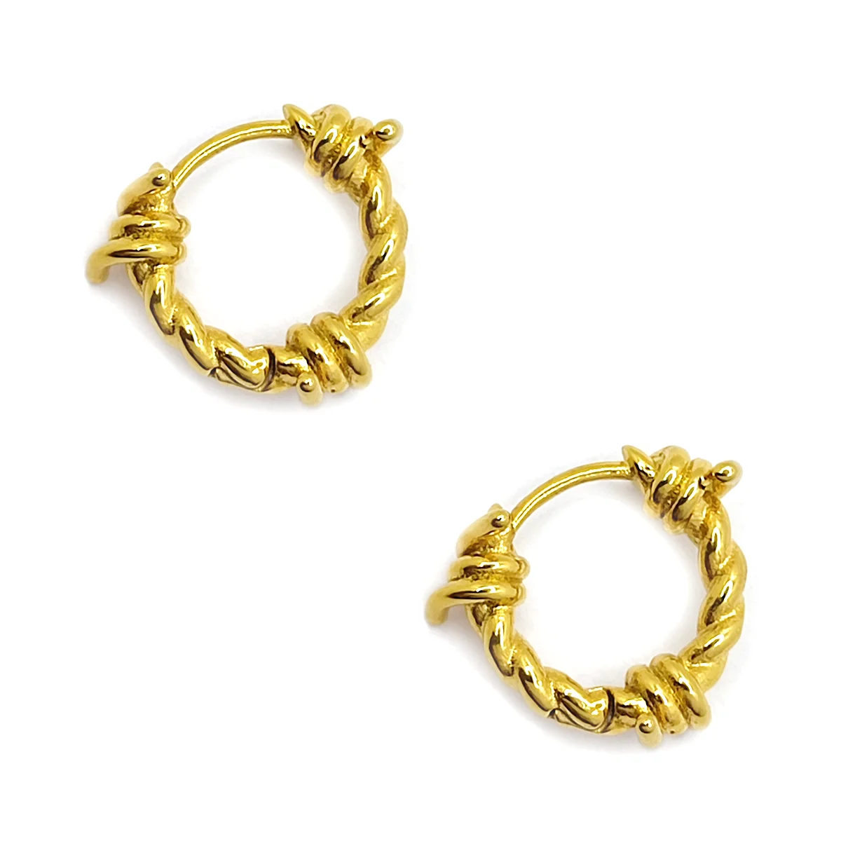 Aretes Acero Inox Dorado Arracadas Nudos Alambre De Puas 3