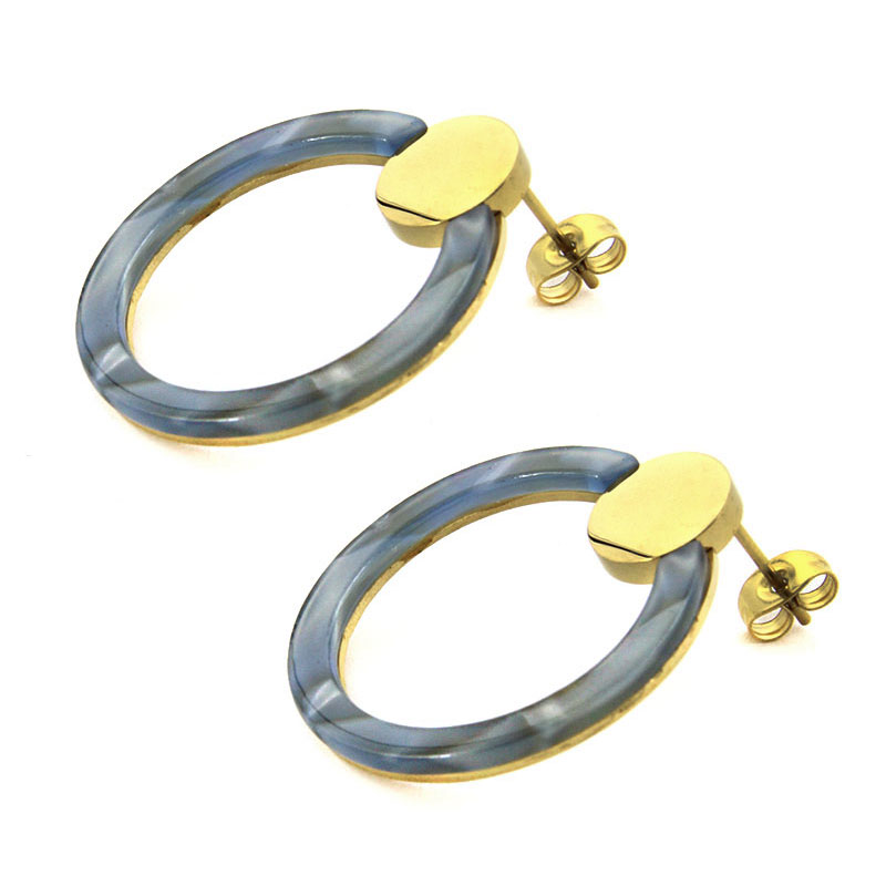 Aretes Acero Inox Dorado Bohemios Vintage Retro Resina 2