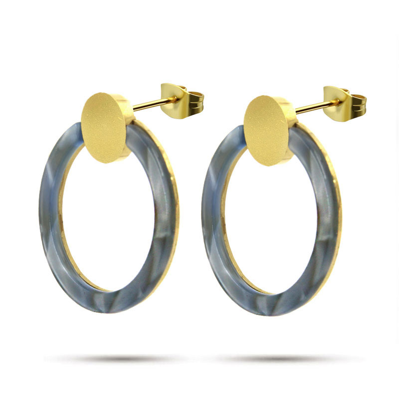 Aretes Acero Inox Dorado Bohemios Vintage Retro Resina