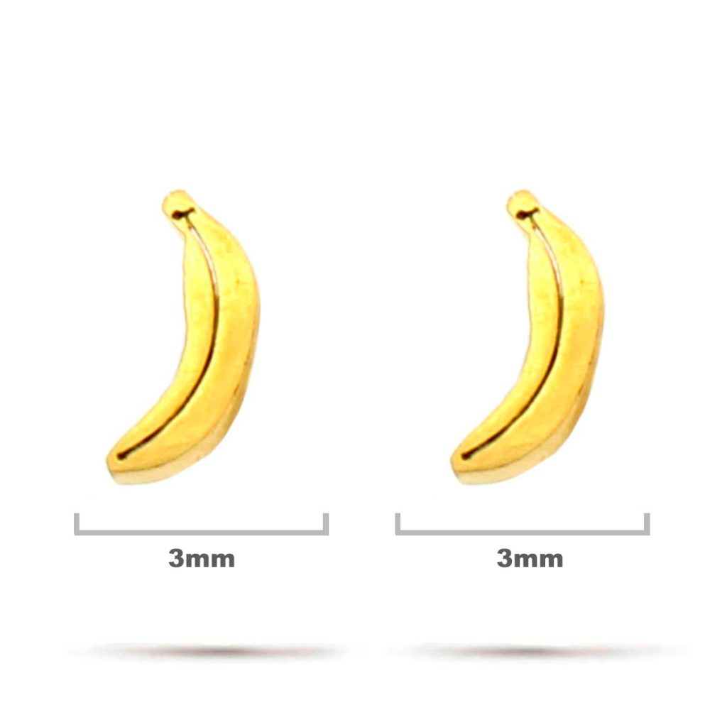 Aretes Acero Inox Dorado Tipo Broquel Banana Platano