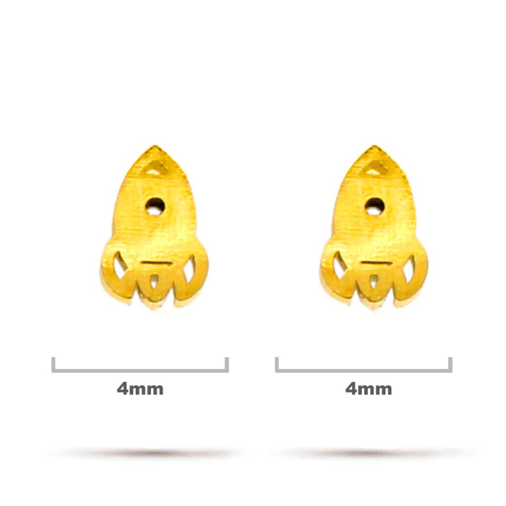 Aretes Acero Inox Dorado Tipo Broquel Cohete Espacial