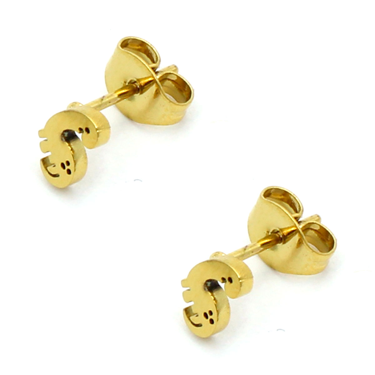 Aretes Acero Inox Dorado Tipo Broquel Dinosaurios 2