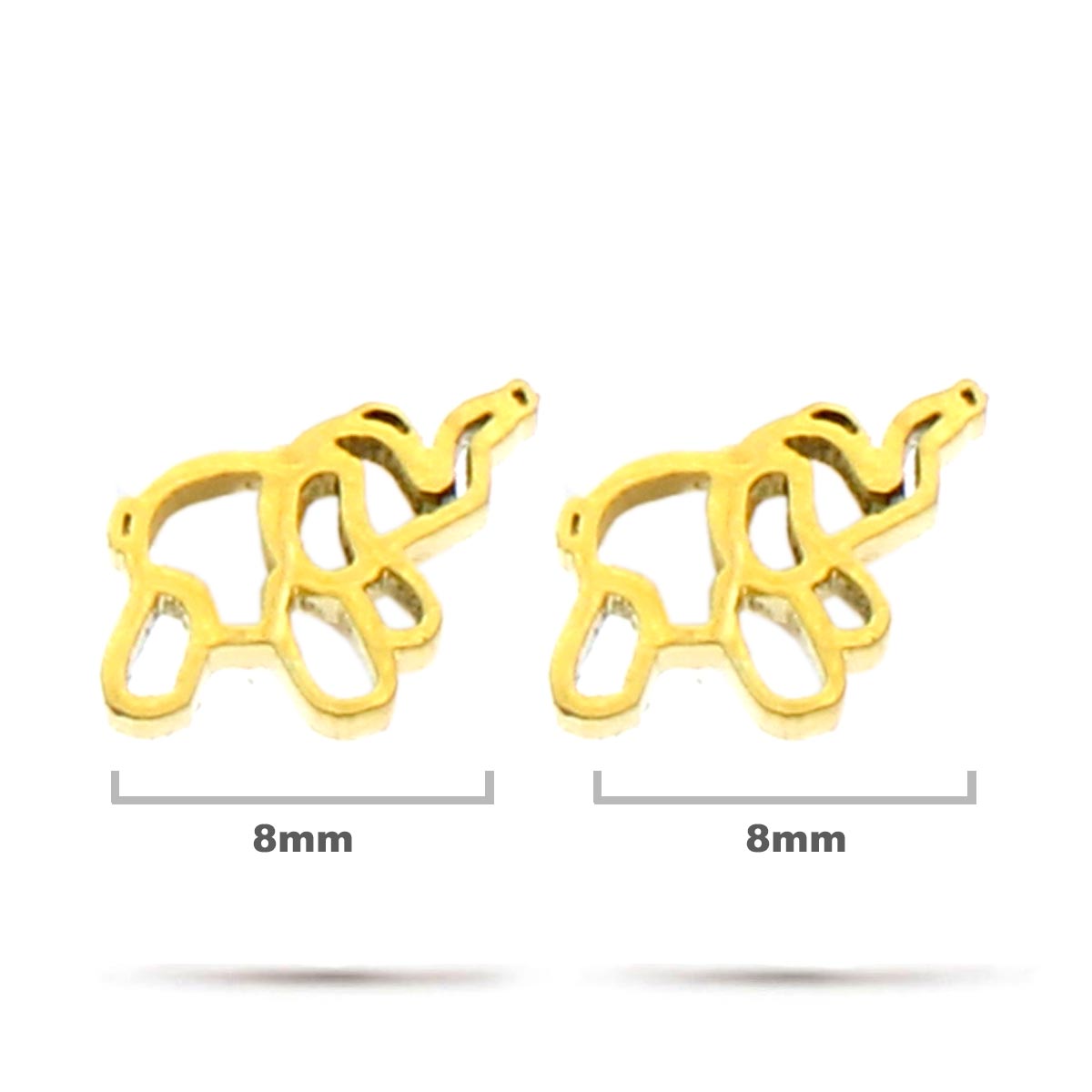 Aretes Acero Inox Dorado Tipo Broquel Elefante Globo