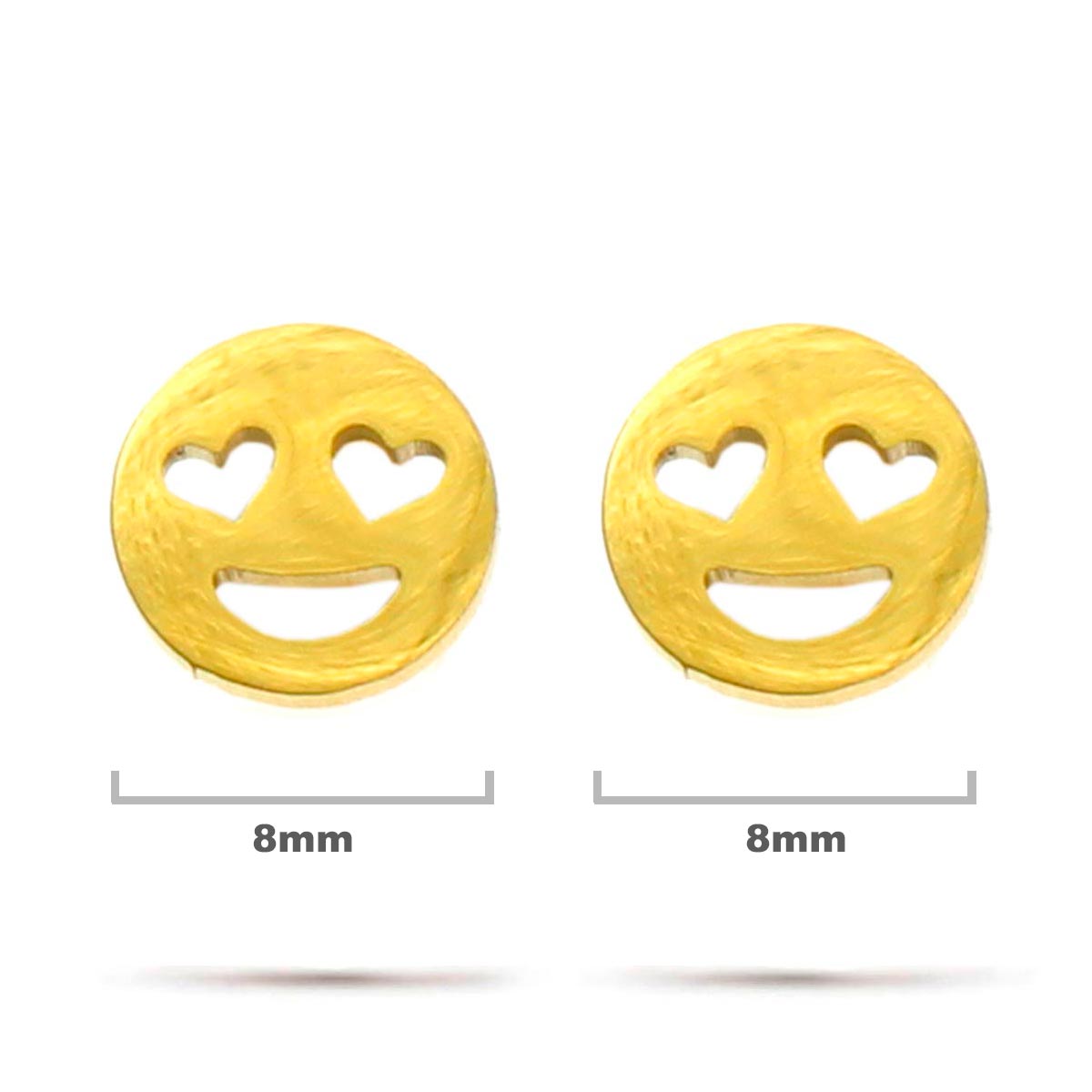Aretes Acero Inox Dorado Tipo Broquel Emoticon Carita