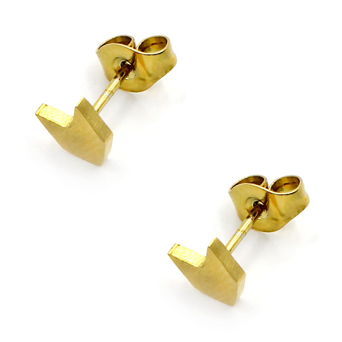 Aretes Acero Inox Dorado Tipo Broquel Flecha 5mm 22