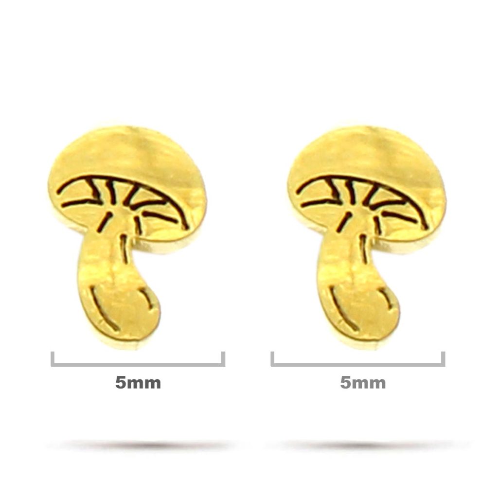 Aretes Acero Inox Dorado Tipo Broquel Hongos Champinon