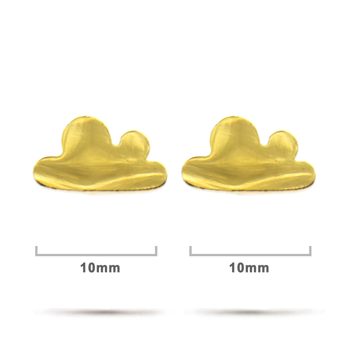 Aretes Acero Inox Dorado Tipo Broquel Nubes Sencillas 1