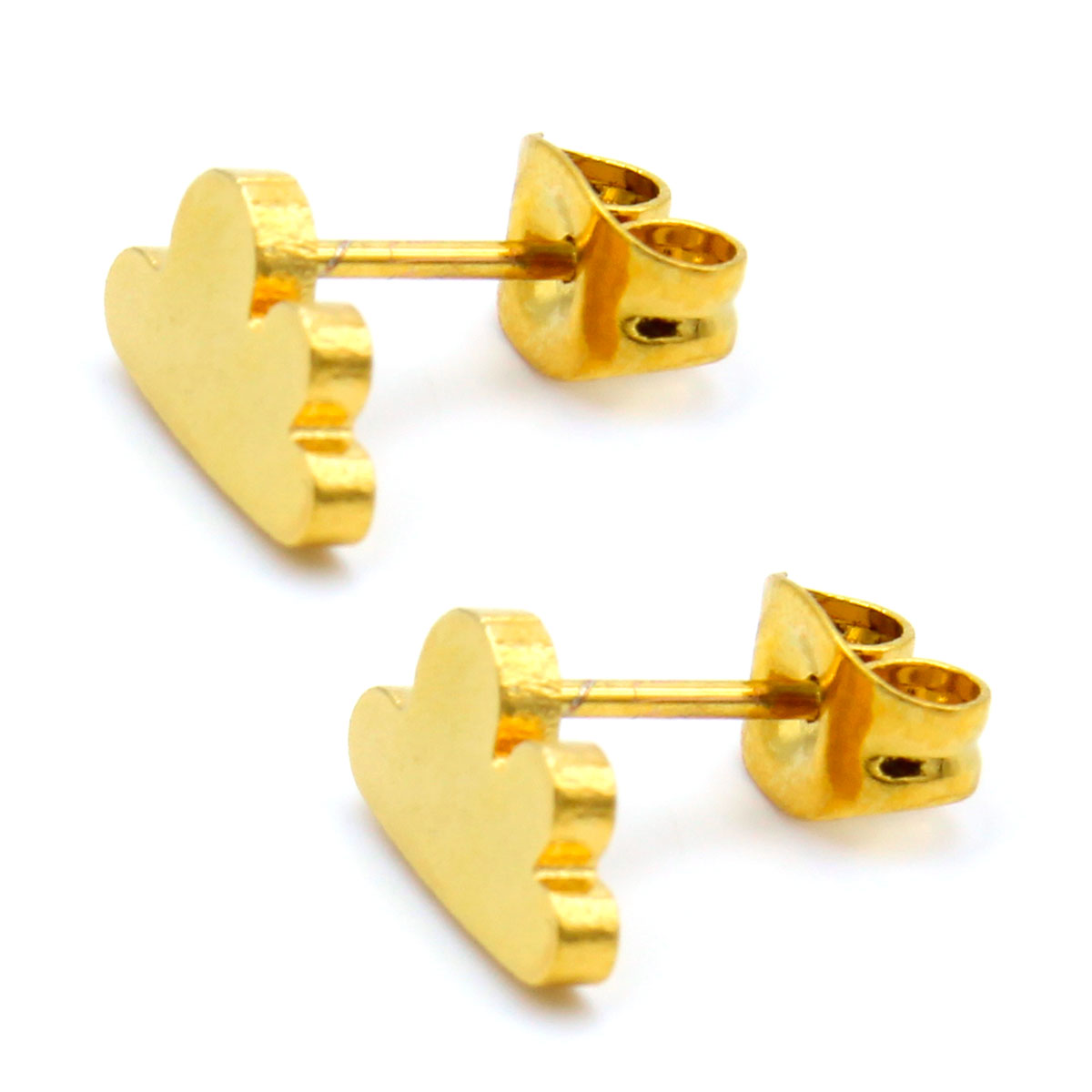 Aretes Acero Inox Dorado Tipo Broquel Nubes Sencillas 2 1