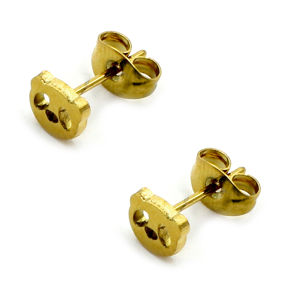 Aretes Acero Inox Dorado Tipo Broquel Oso Panda 2