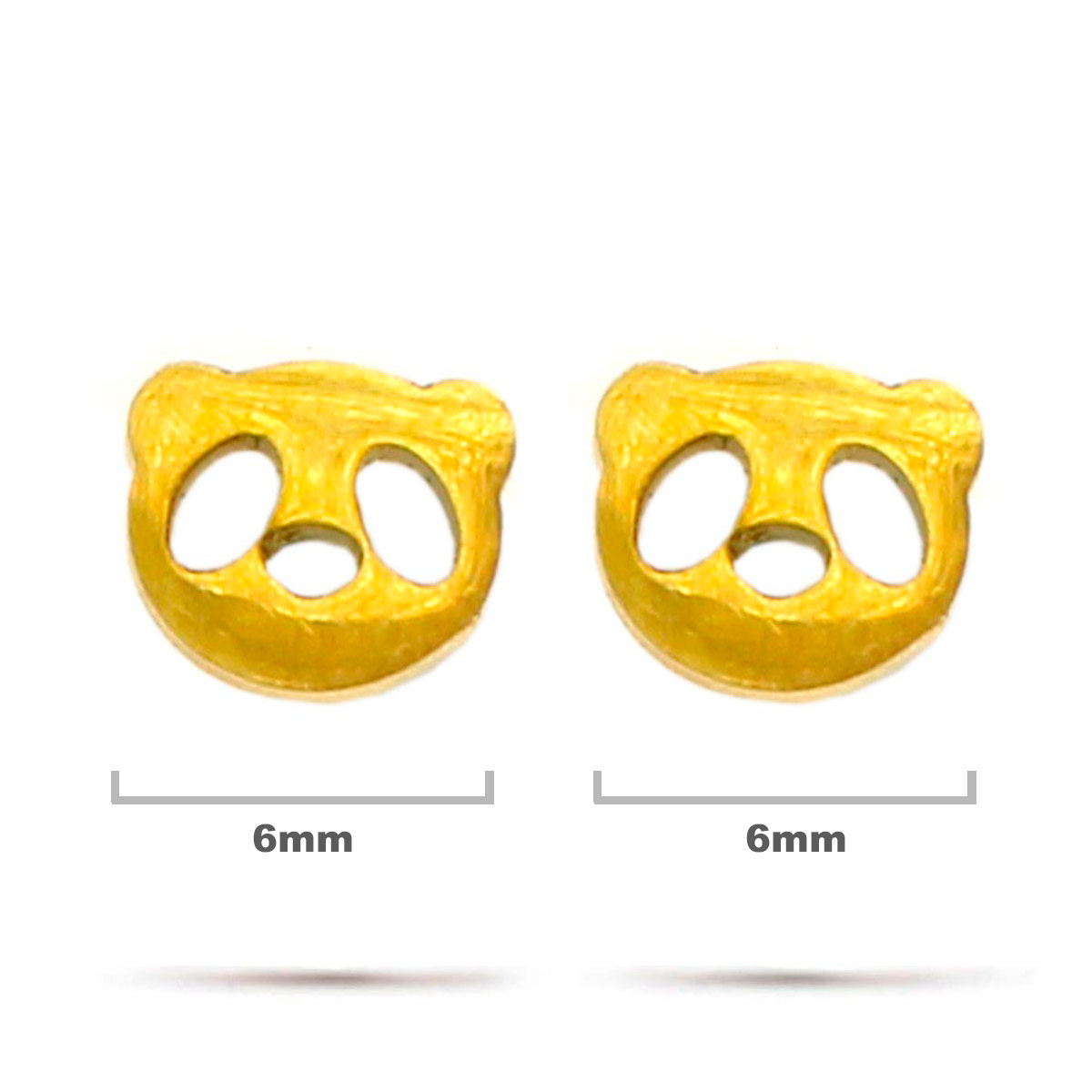 Aretes Acero Inox Dorado Tipo Broquel Oso Panda