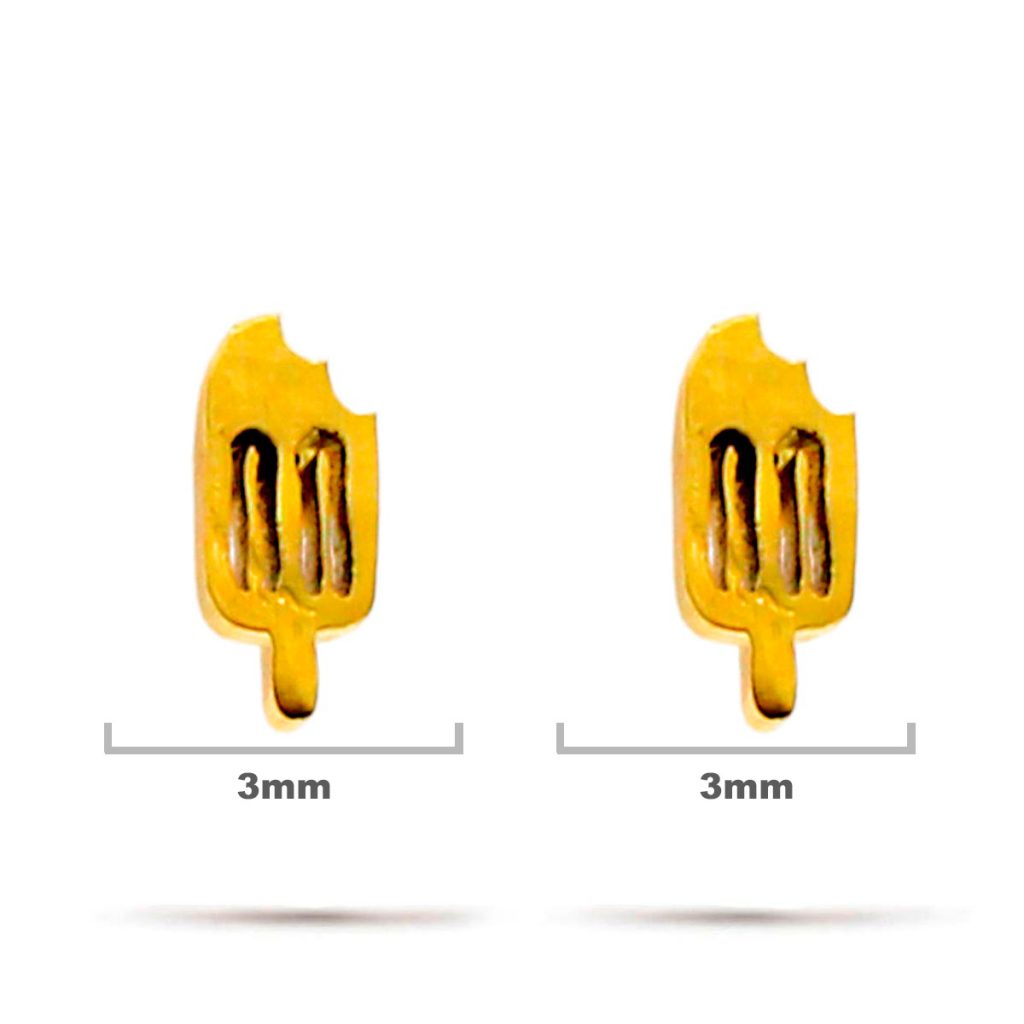 Aretes Acero Inox Dorado Tipo Broquel Paleta Hielo
