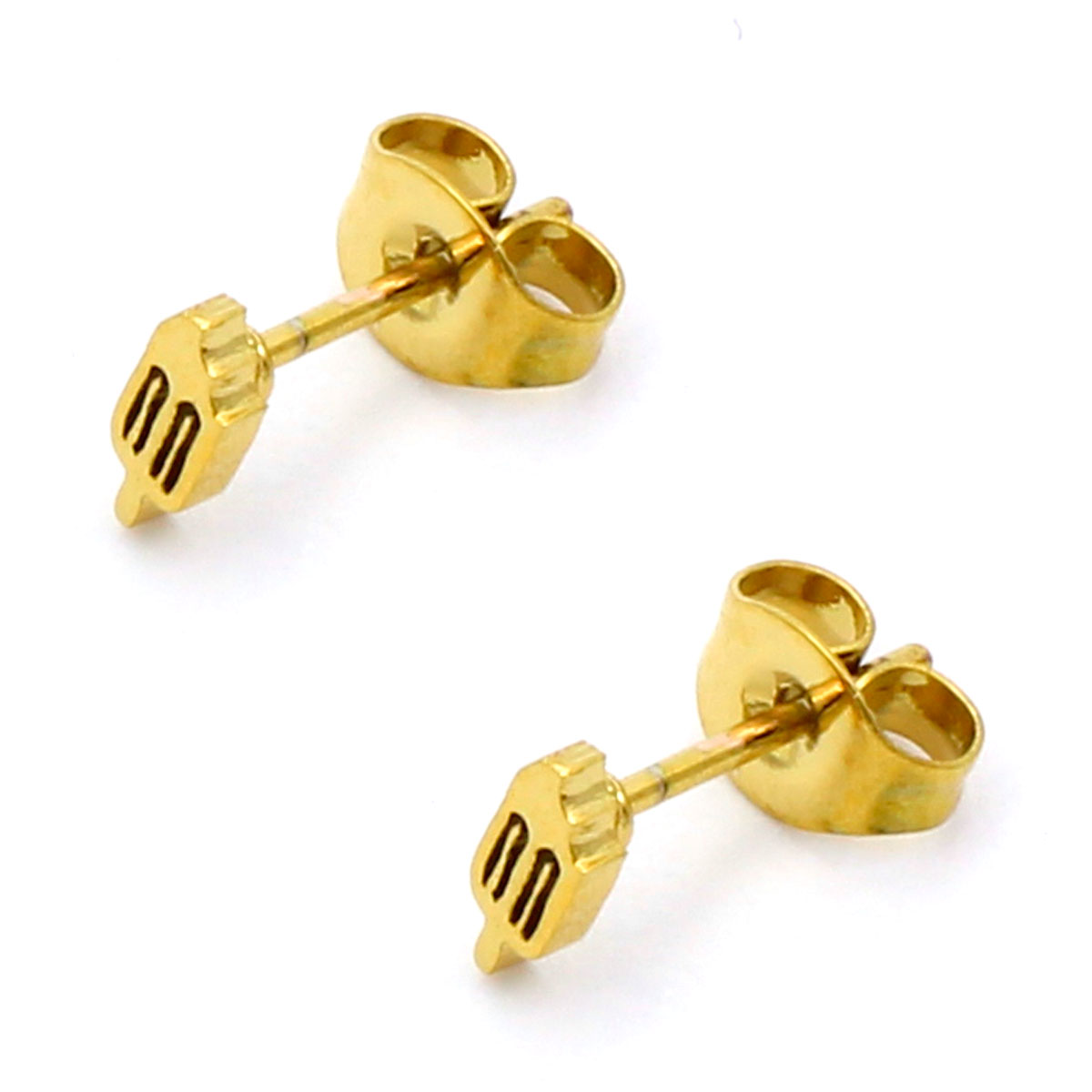 Aretes Acero Inox Dorado Tipo Broquel Paleta Hielo 2