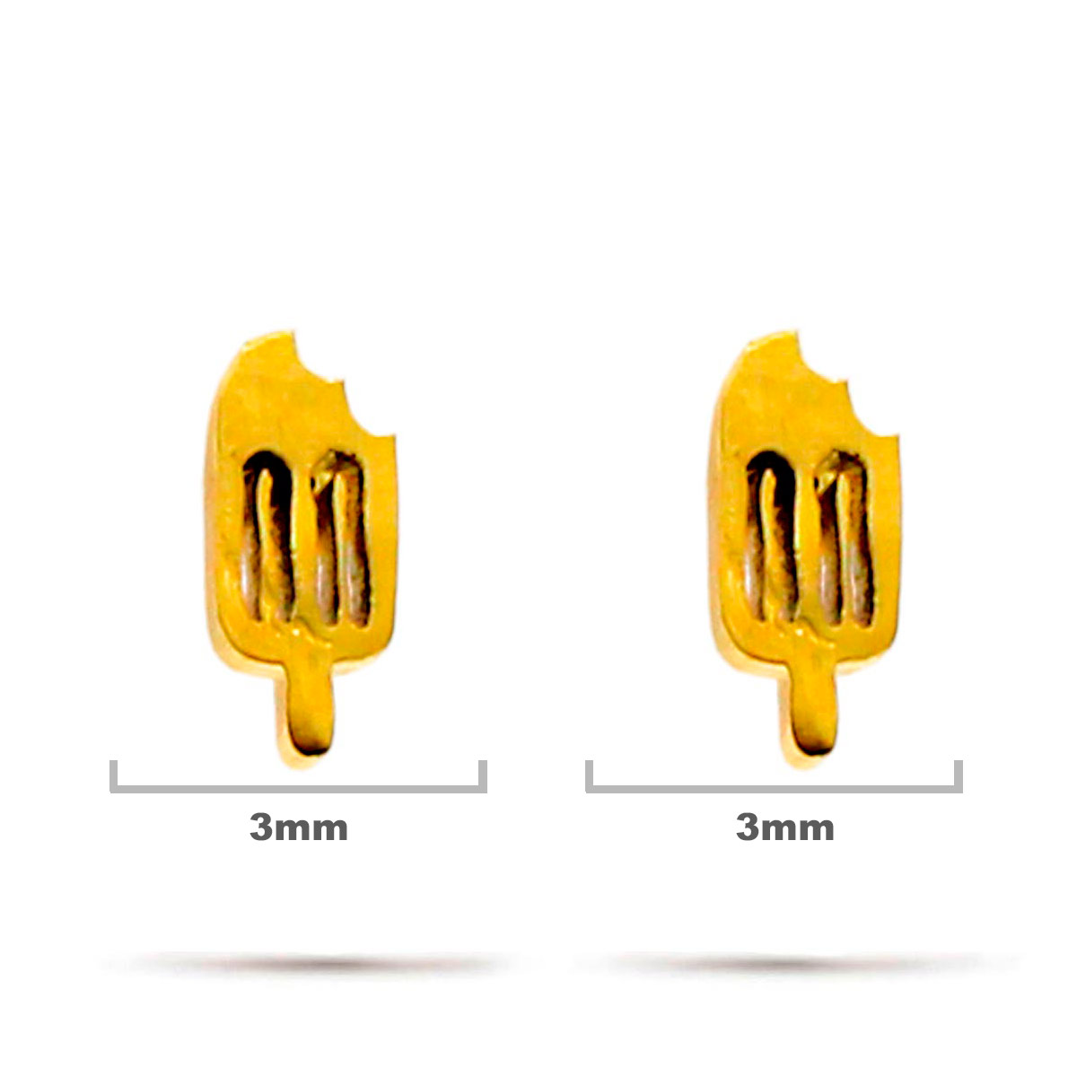 Aretes Acero Inox Dorado Tipo Broquel Paleta Hielo