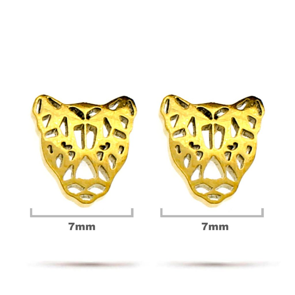 Aretes Acero Inox Dorado Tipo Broquel Pantera Geometrica