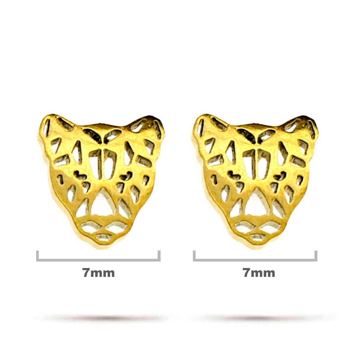 Aretes Acero Inox Dorado Tipo Broquel Pantera Geometrica