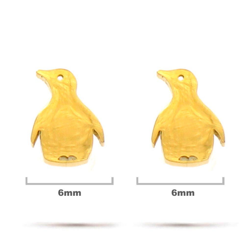 Aretes Acero Inox Dorado Tipo Broquel Pinguinos