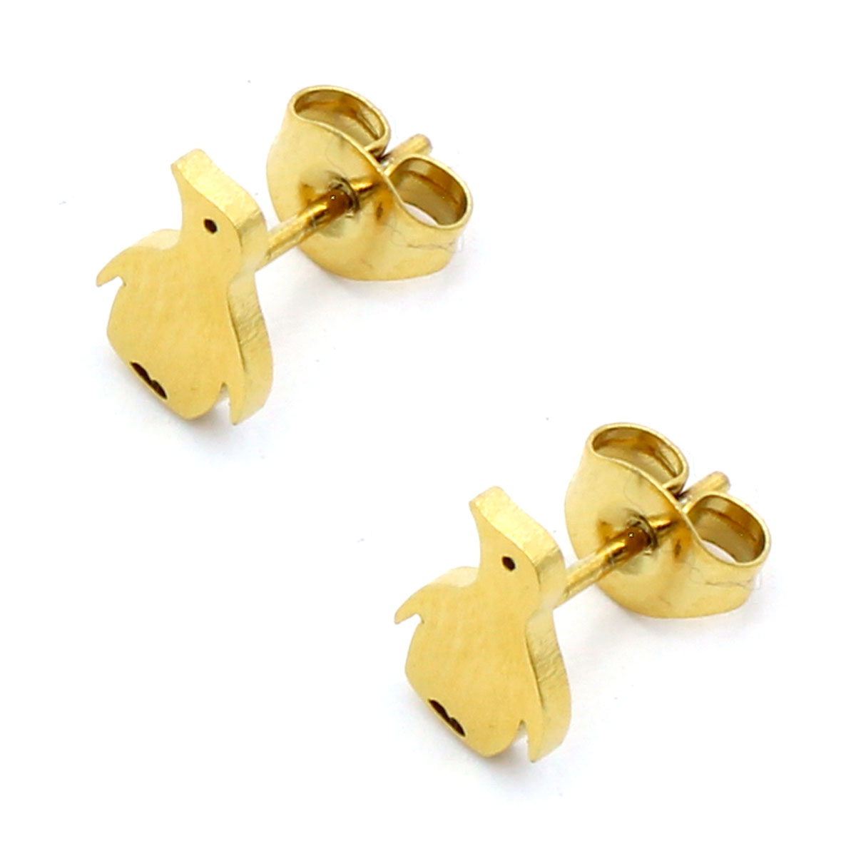 Aretes Acero Inox Dorado Tipo Broquel Pinguinos 2