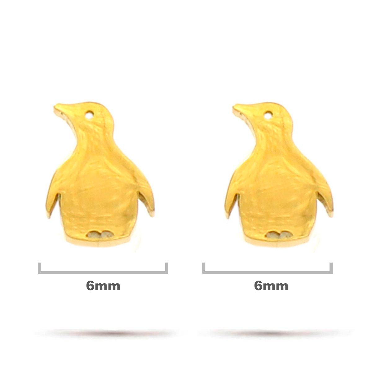 Aretes Acero Inox Dorado Tipo Broquel Pinguinos