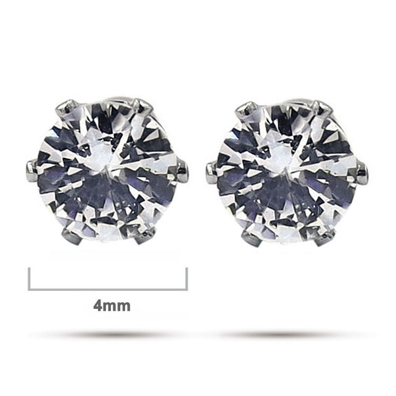 Aretes Acero Inox Dorado Tipo Dormilon Zirconia 4mm