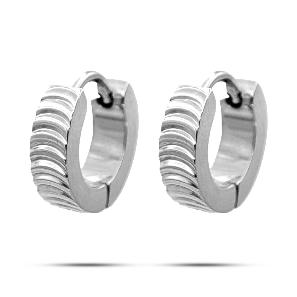 Aretes Acero Inox Huggies Diseno Textura Lineas Curvas 1