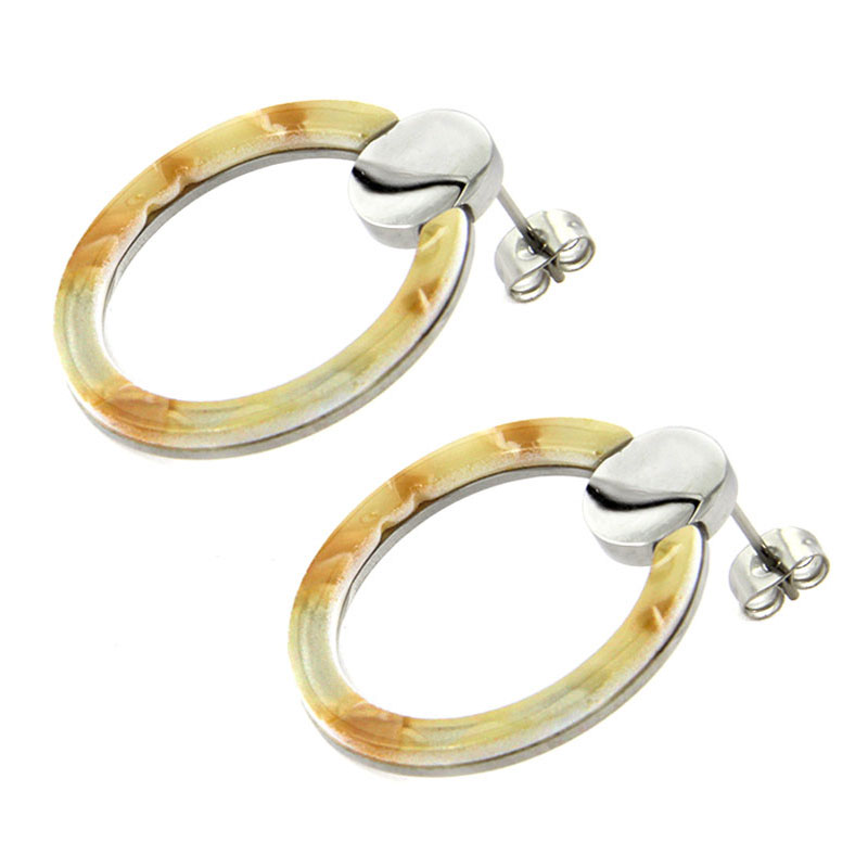 Aretes Acero Inox Plateado Bohemios Vintage Retro Resina 2