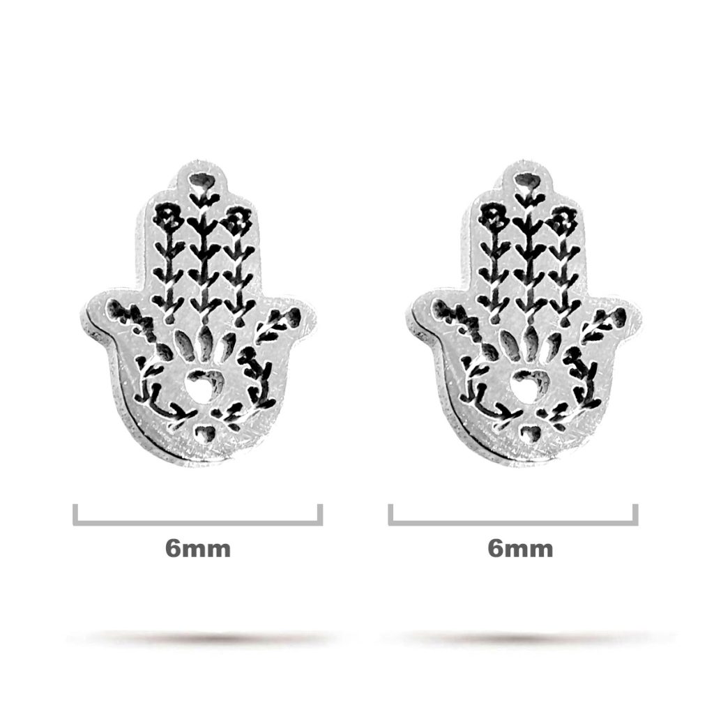 Aretes Acero Inoxidable Plateado Tipo Broquel Fresa 12 Aretes Acero Inox Plateado Broquel Mano Fatima Mandala 1