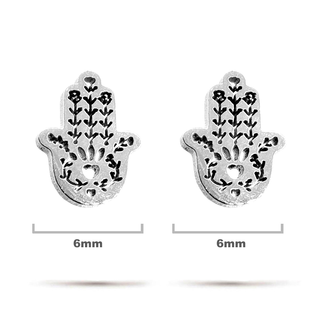 Aretes Acero Inox Plateado Broquel Mano Fatima Mandala 1