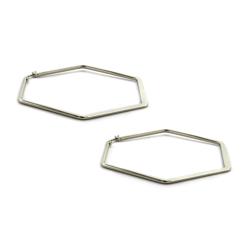 Aretes Acero Inox Plateado Hexagonal Lisas Planas 60mm 2