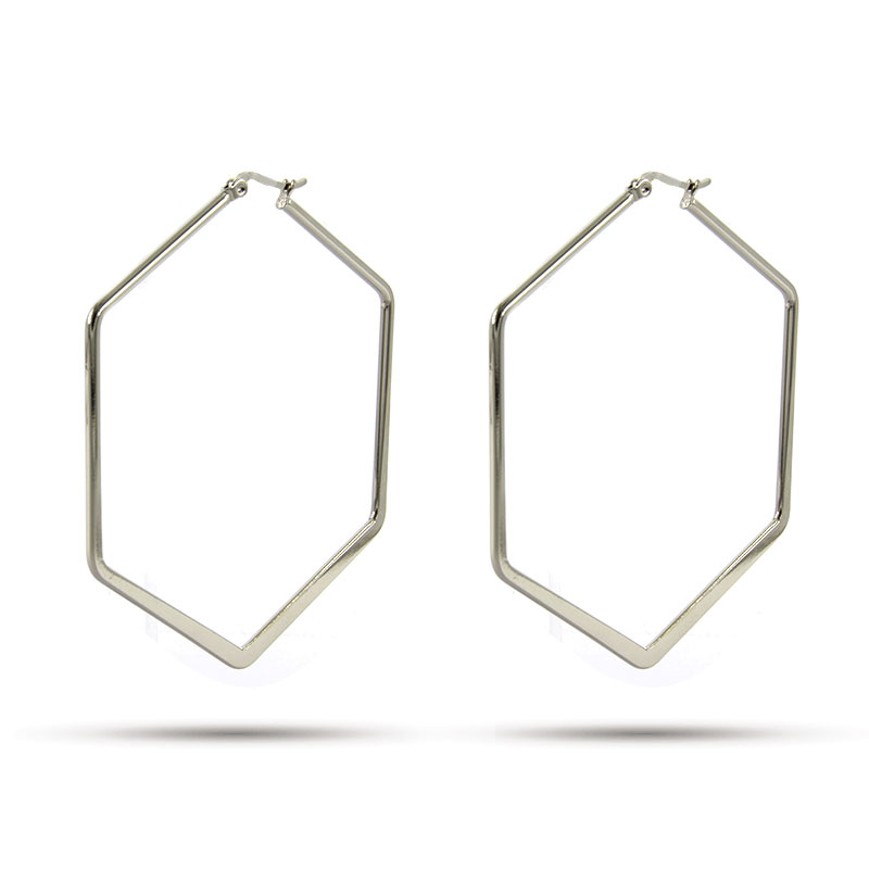 Aretes Acero Inox Plateado Hexagonal Lisas Planas 60mm