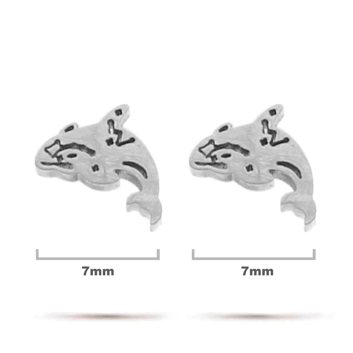 Aretes Acero Inox Plateado Tipo Broquel Ballena Saltando