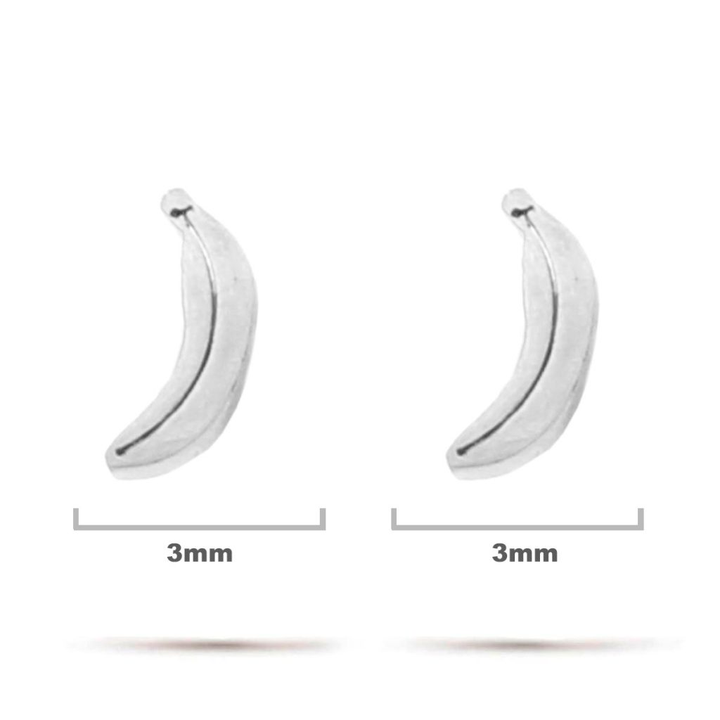 Aretes Acero Inox Plateado Tipo Broquel Banana Platano