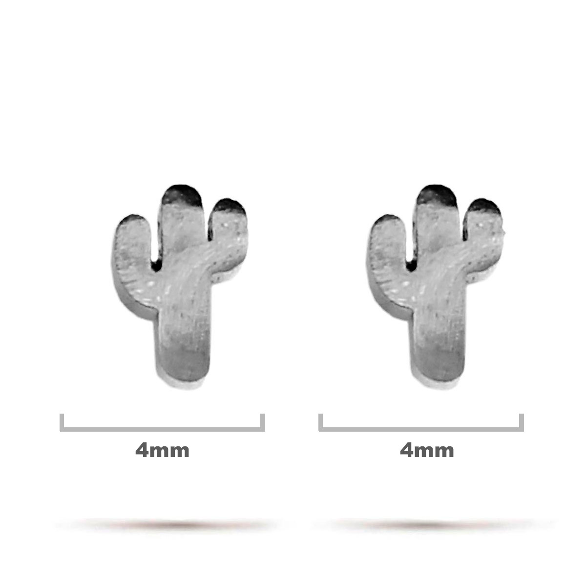 Aretes Acero Inox Plateado Tipo Broquel Cactus Sahuaro