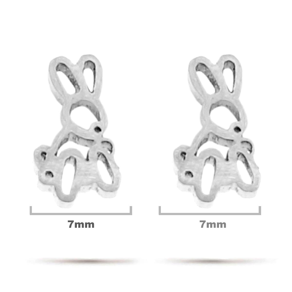 Aretes Acero Inox Plateado Tipo Broquel Conejo Globo 1