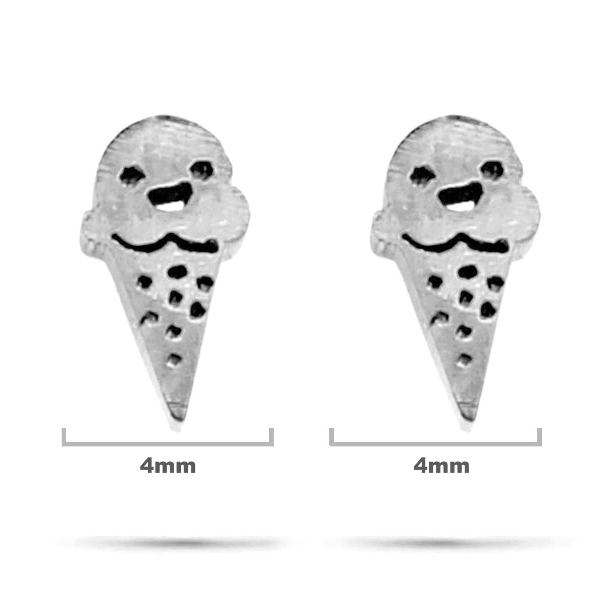 Aretes Acero Inox Plateado Tipo Broquel Cono de Nieve 1