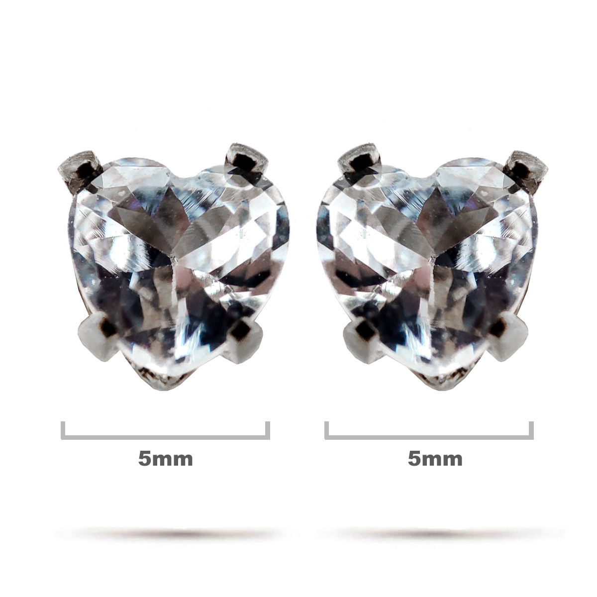 Aretes Acero Inox Plateado Tipo Broquel Corazon Cristal 1