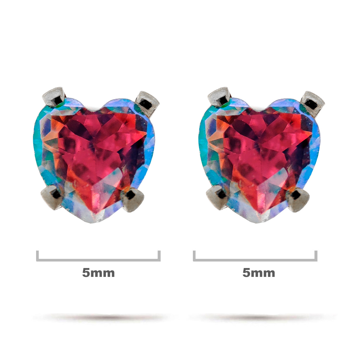 Aretes Acero Inox Plateado Tipo Broquel Corazon Tornasol 1 1