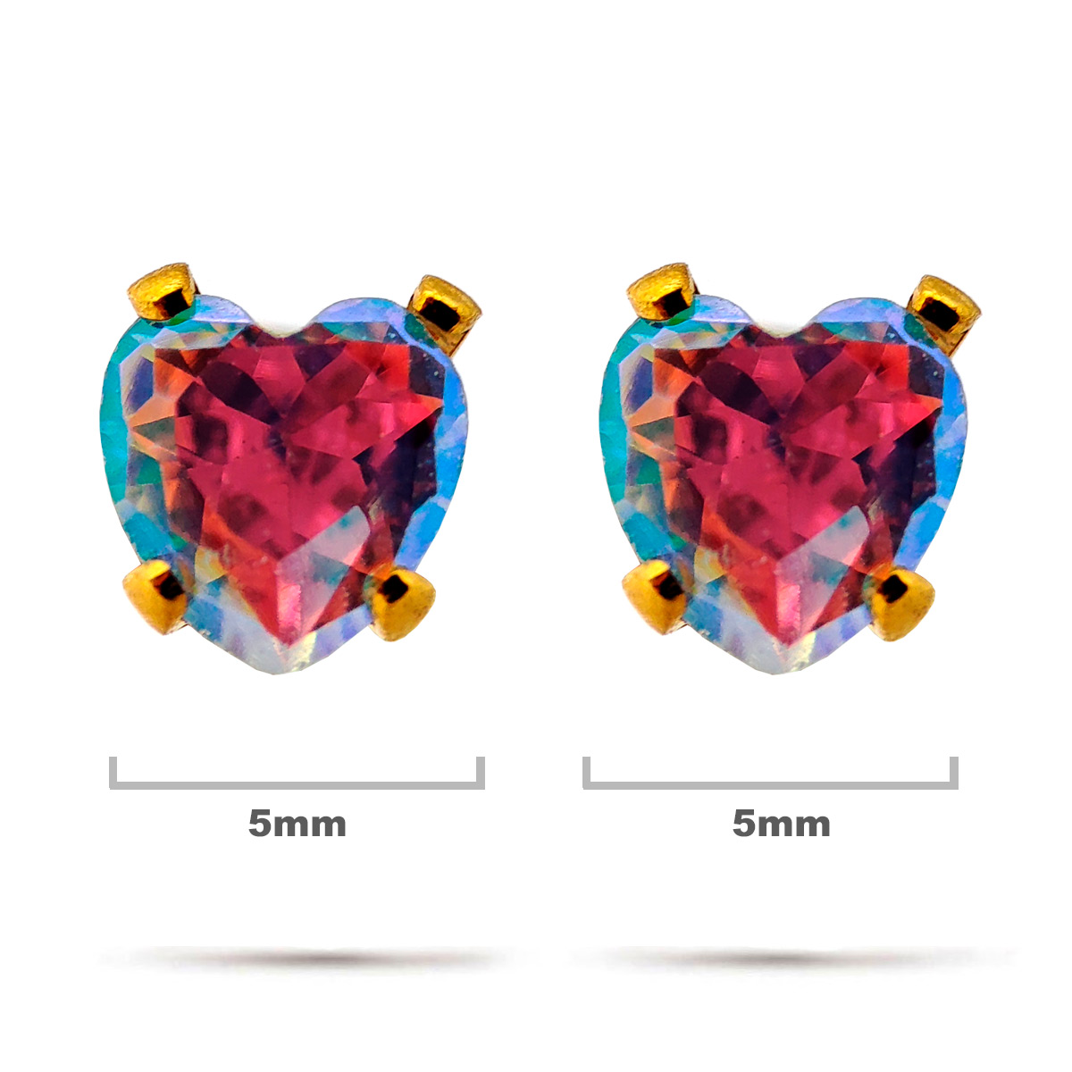 Aretes Acero Inox Plateado Tipo Broquel Corazon Tornasol 1