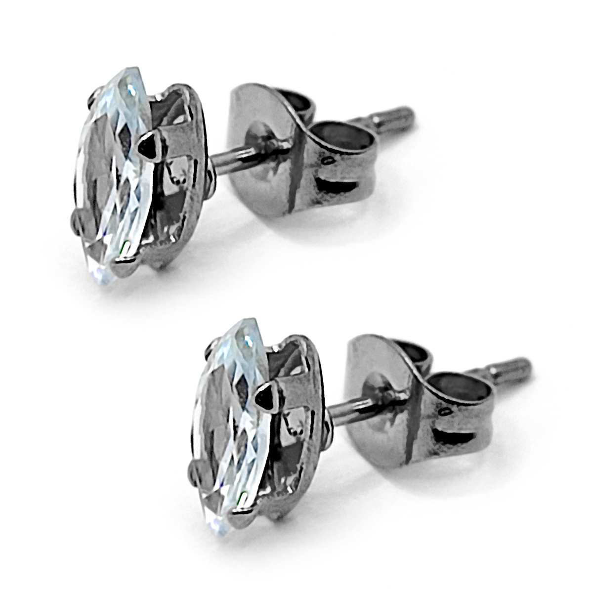 Aretes Acero Inox Plateado Tipo Broquel Corte Marqueza 2