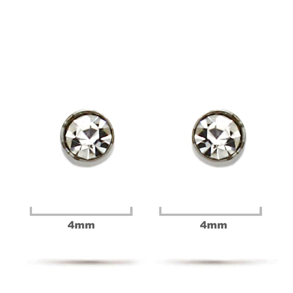 Aretes Acero Inox Plateado Tipo Broquel Cristal Claro