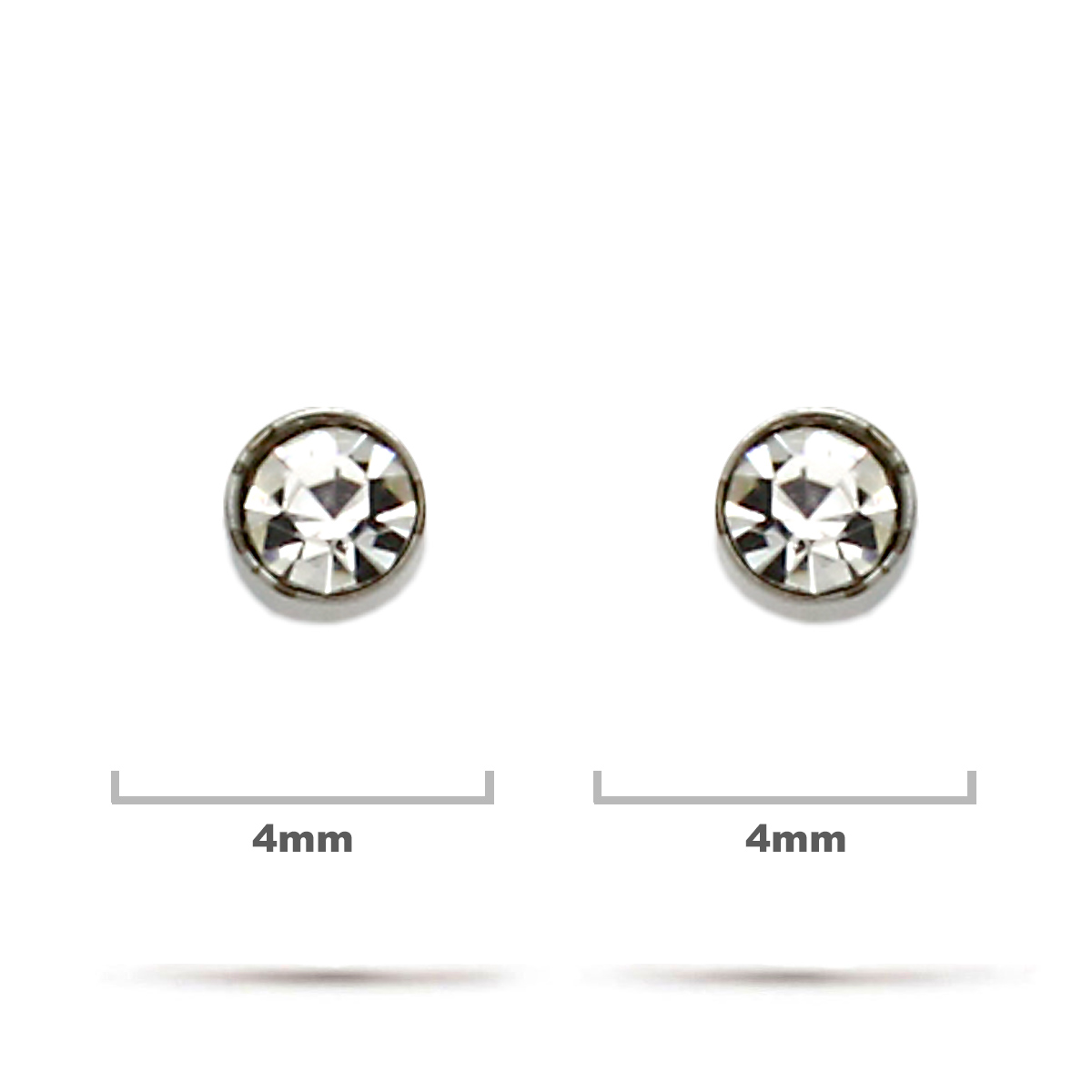Aretes Acero Inox Plateado Tipo Broquel Cristal Claro