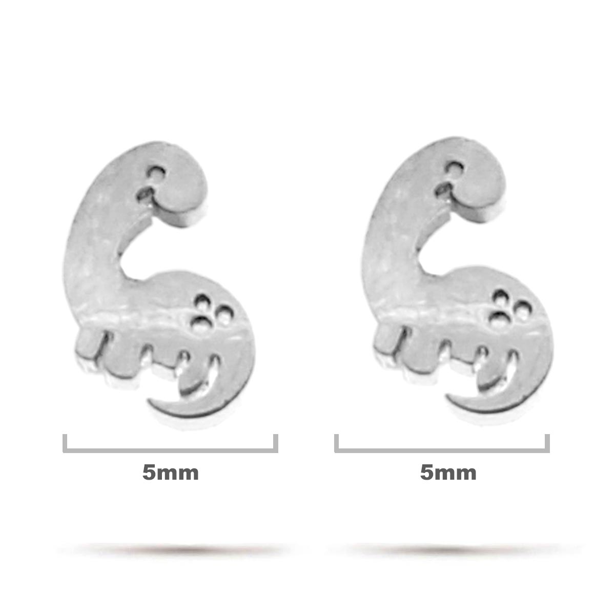 Aretes Acero Inox Plateado Tipo Broquel Dinosaurios